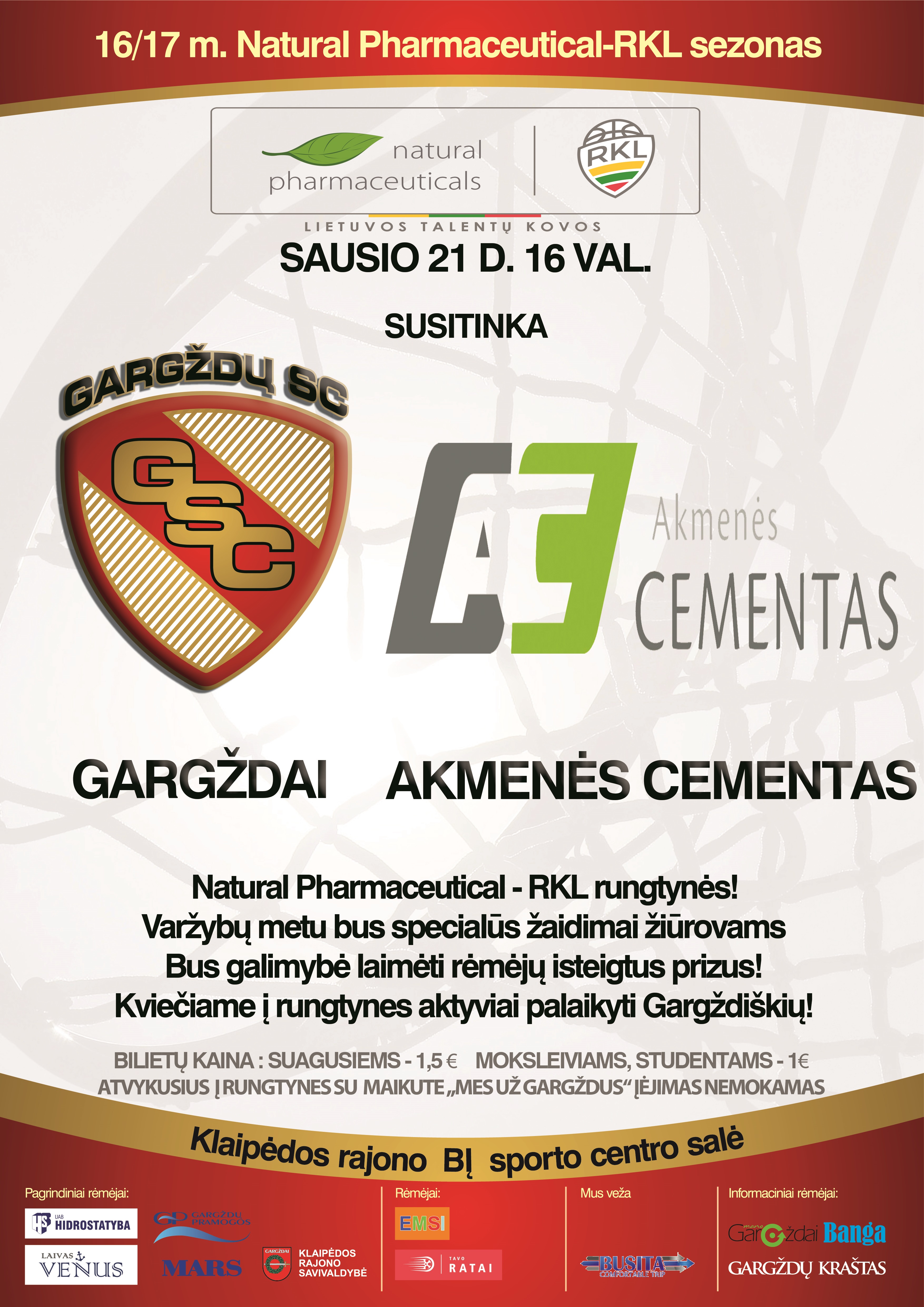 Gargždų SC krepšininkai susitiks su Akmenės SCKK „Akmenės cementas“