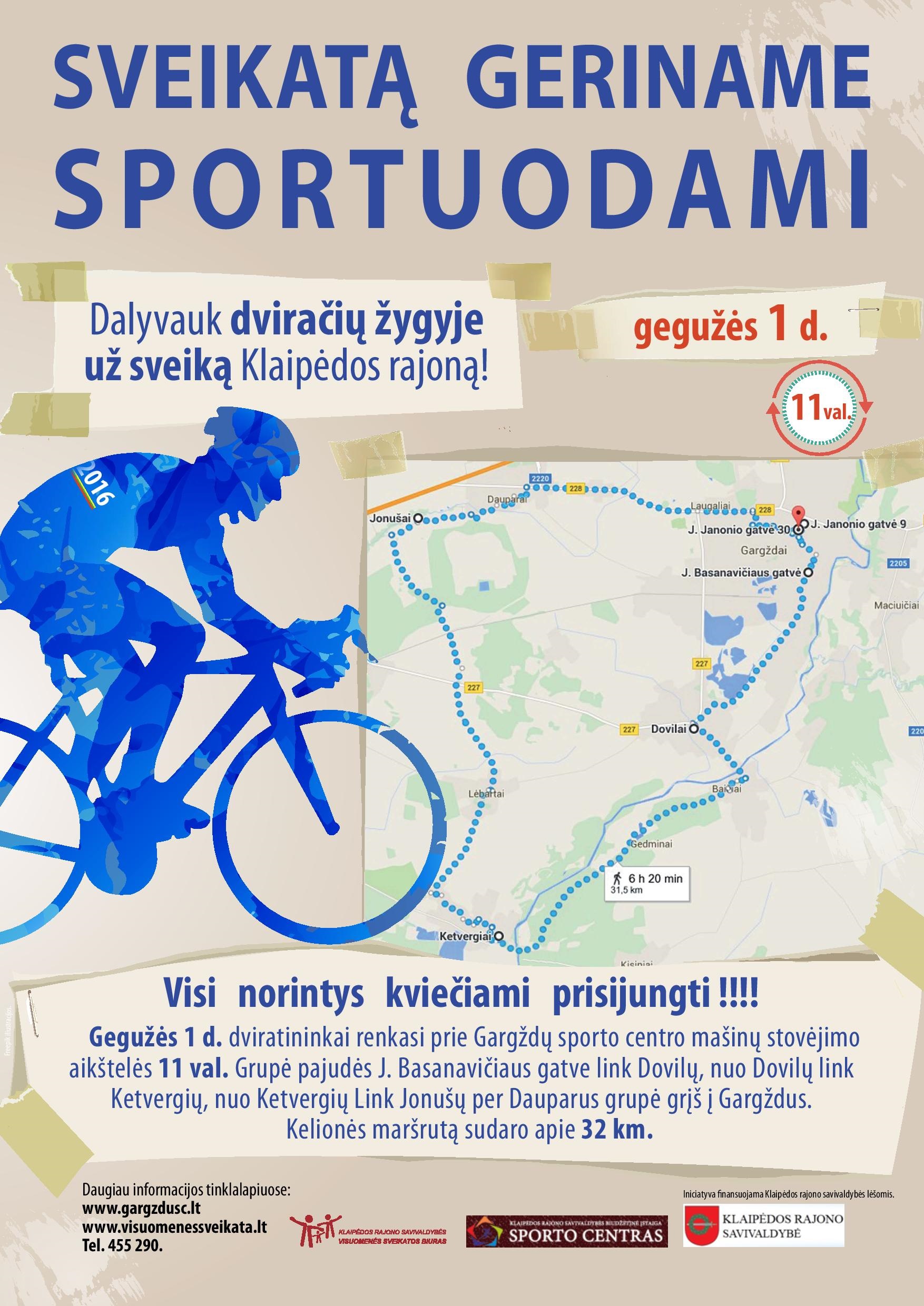 Dalyvauk dviračių žygyje už sveiką Klaipėdos rajoną
