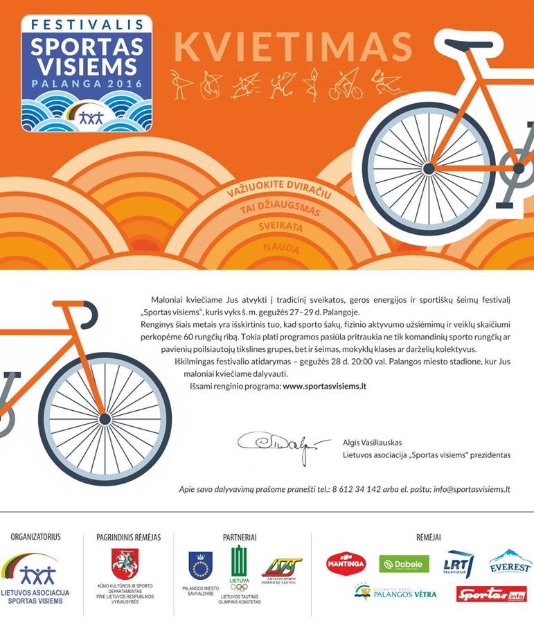 Kviečia į festivalį „ Sportas visiems“