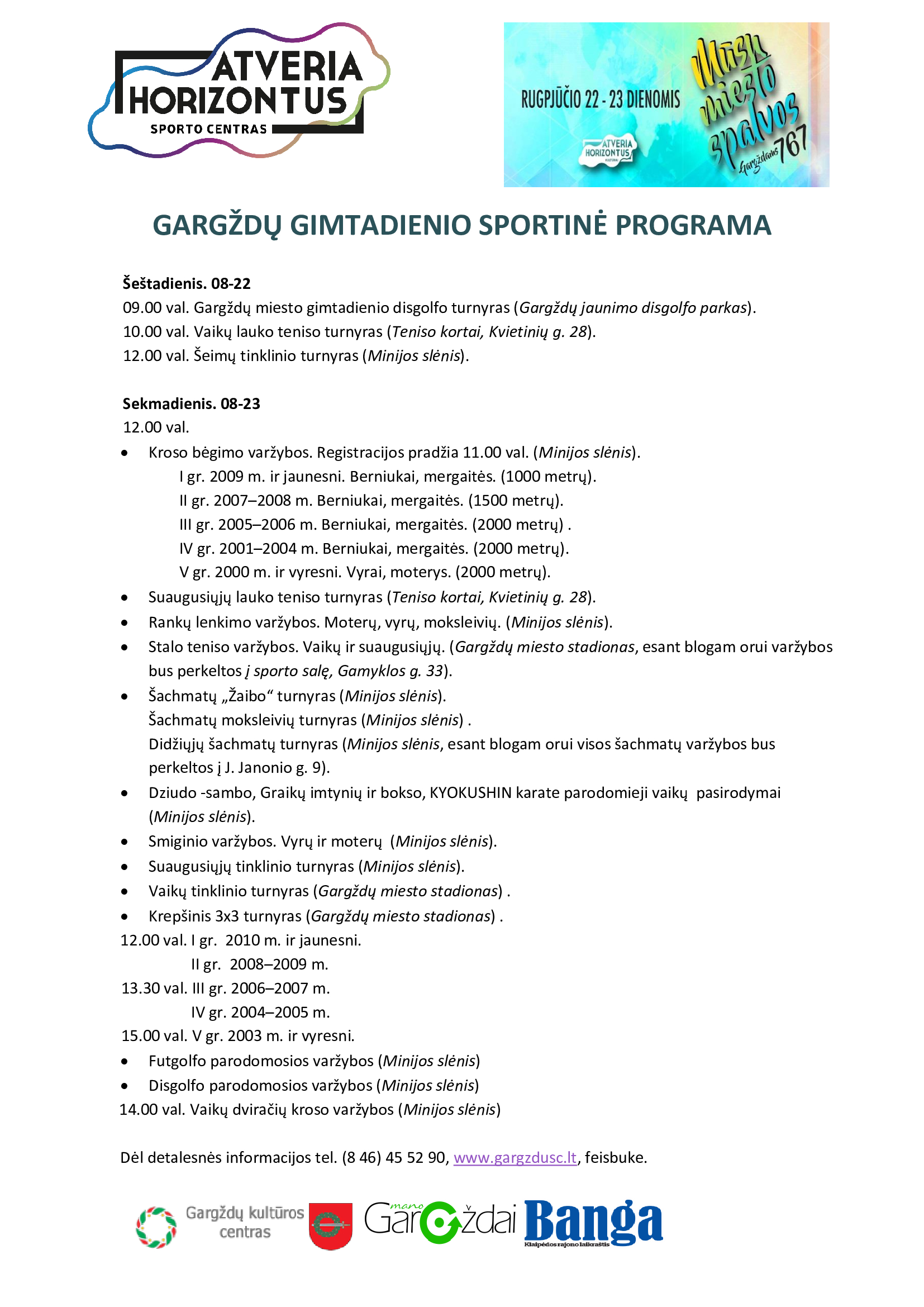 Gargždų miesto gimtadienio sportinė programa